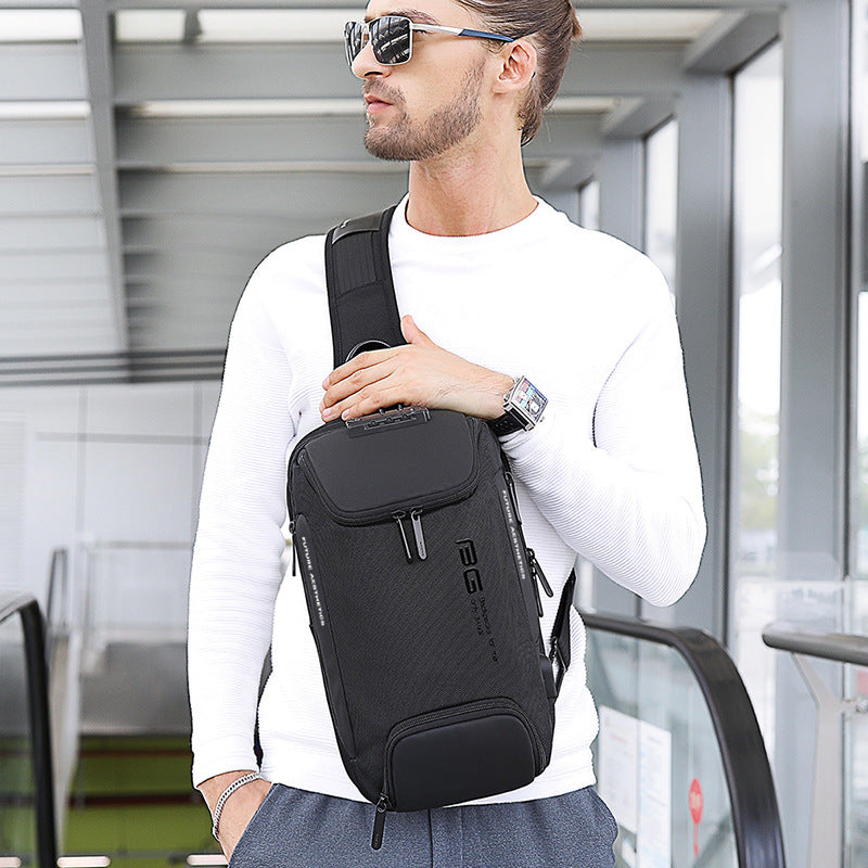 BANGE New Chest Bag Men's Business Anti-Theft Shoulder Bag Technology USB Lightweight Outdoor Men's Messenger Chest Bag - Aega