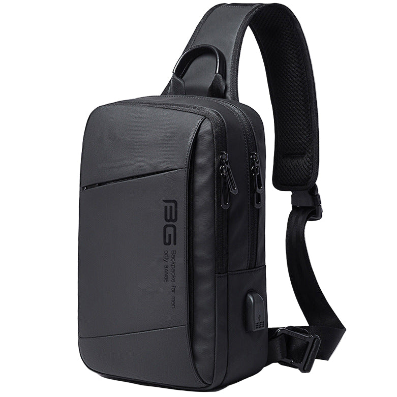 BANGE New Fashion All-Match Outdoor Sports Technology USB Casual Shoulder Men's Business Chest Bag - Aega
