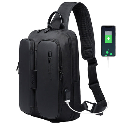 BANGE New Fashion Trend Leisure Outdoor Technology USB Cool Shoulder Bag Chest Bag for Men - Aega