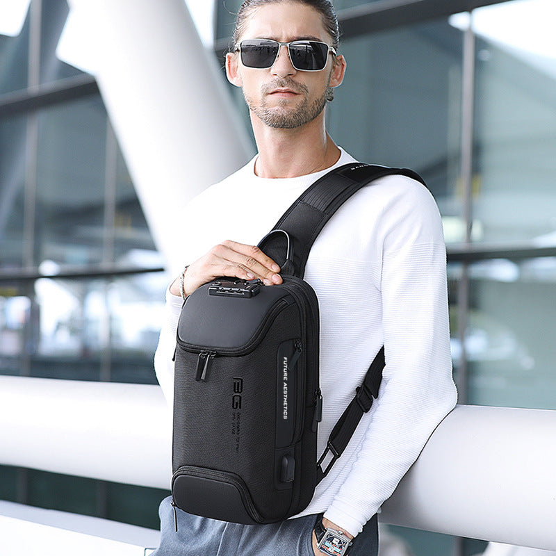 BANGE New Chest Bag Men's Business Anti-Theft Shoulder Bag Technology USB Lightweight Outdoor Men's Messenger Chest Bag - Aega