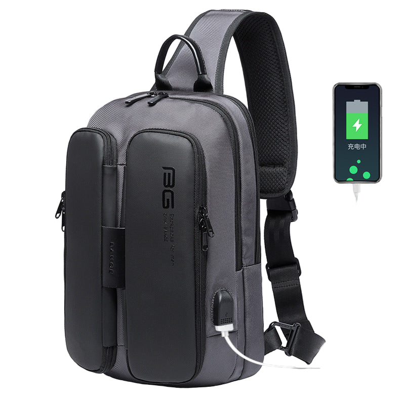 BANGE New Fashion Trend Leisure Outdoor Technology USB Cool Shoulder Bag Chest Bag for Men - Aega