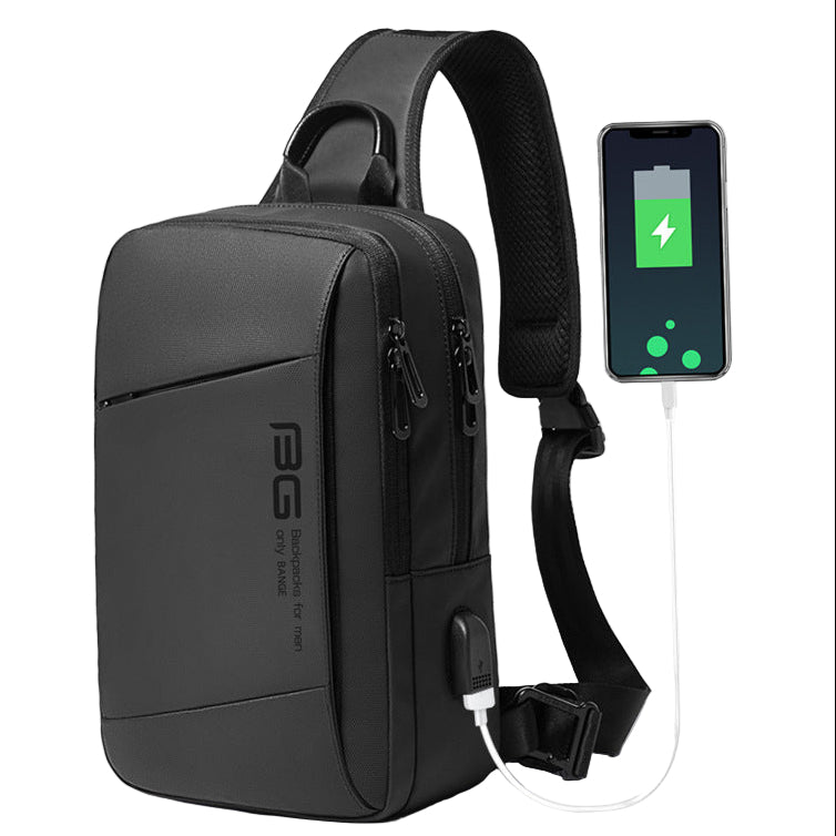 BANGE New Fashion All-Match Outdoor Sports Technology USB Casual Shoulder Men's Business Chest Bag - Aega