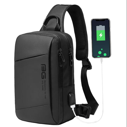 BANGE New Fashion All-Match Outdoor Sports Technology USB Casual Shoulder Men's Business Chest Bag - Aega