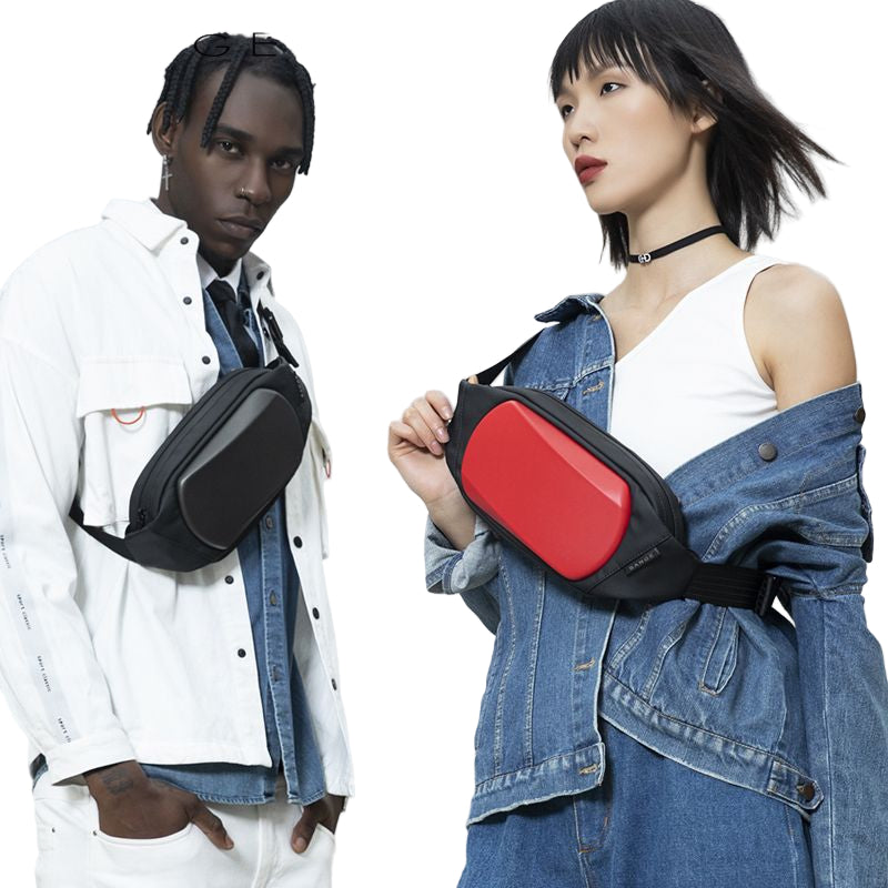 BANGE New Waist Bag Men's Chest Bag Waterproof Shoulder Bag Korean Version EVA Hard Shell Messenger Bag Couples Waist Bag - Aega