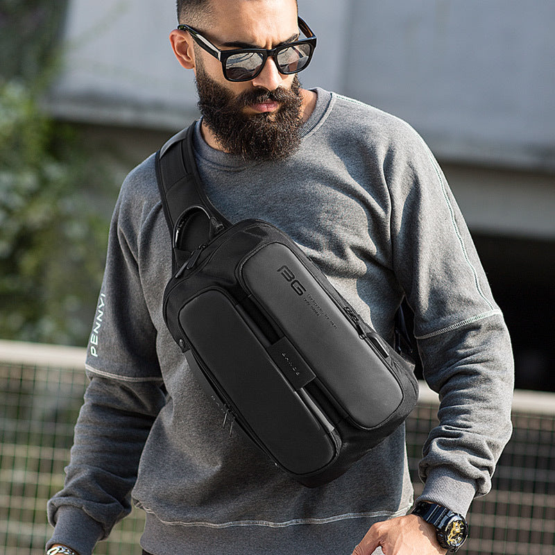 BANGE New Fashion Trend Leisure Outdoor Technology USB Cool Shoulder Bag Chest Bag for Men - Aega