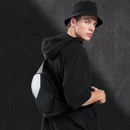 BANGE Shoulder Bag Men's Waterproof Chest Bag Trend Oblique Cross Bag Men's Polyhedral Waist Bag Business Hard Shell Small Bag - Aega