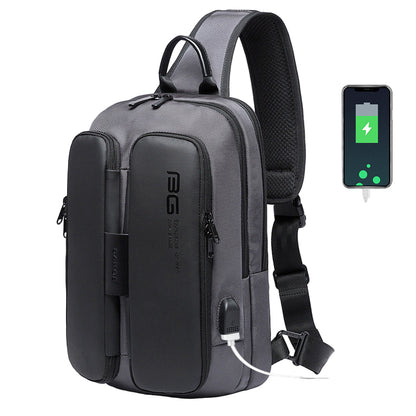 BANGE New Fashion Trend Leisure Outdoor Technology USB Cool Shoulder Bag Chest Bag for Men - Aega
