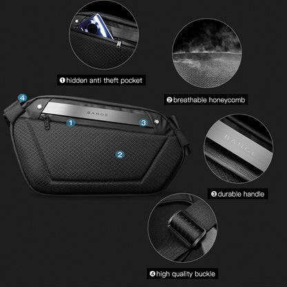 BANGE Shoulder Bag Men's Waterproof Chest Bag Trend Oblique Cross Bag Men's Polyhedral Waist Bag Business Hard Shell Small Bag - Aega