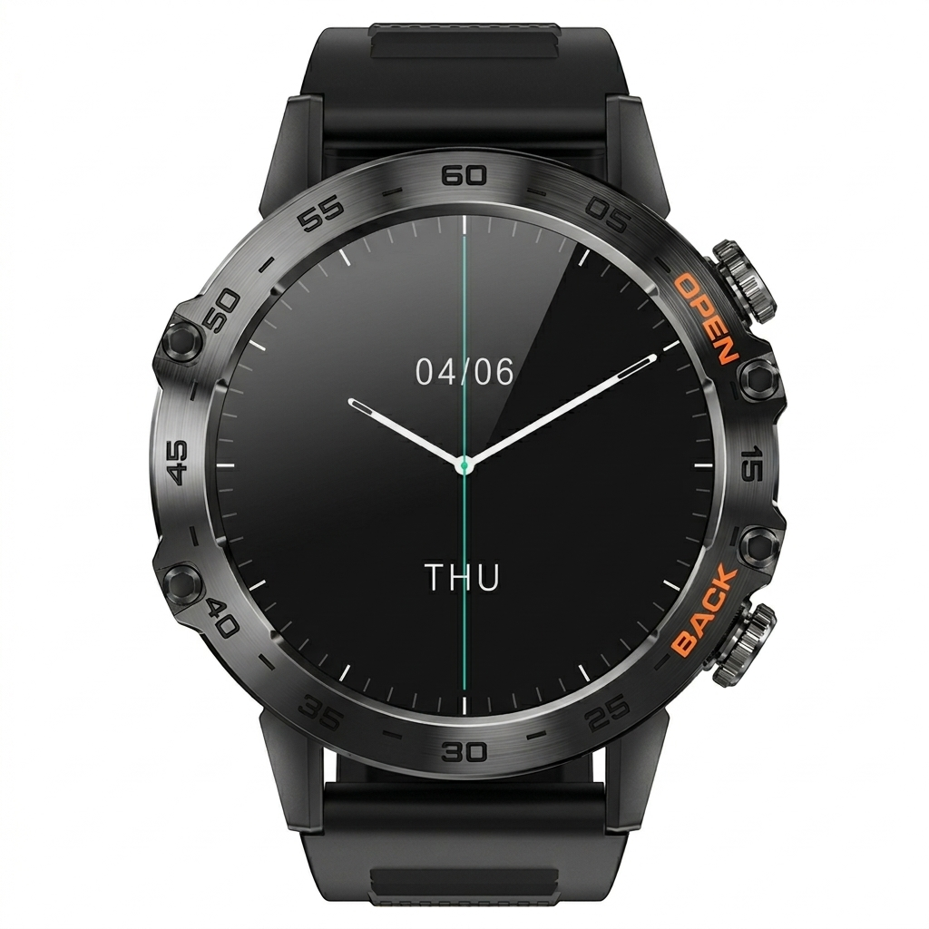 AEGA Nomadic smart watch showing silicone strap detail and textured bezel