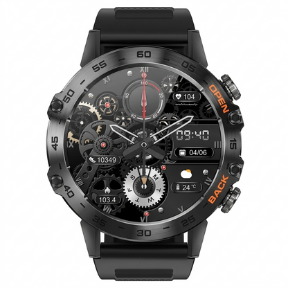 Nomadic rugged smart watch side profile showing the IP68 water-resistant build and side buttons