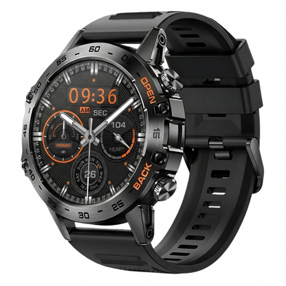 AEGA Nomadic rugged smart watch for men in black, front view product photo